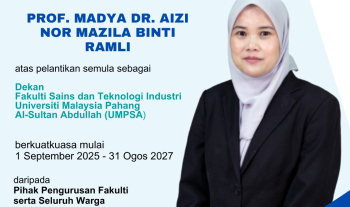 Pelantikan Semula Sebagai Dekan di Fakulti Sains dan Teknologi Industri berkuatkuasa 1 September 2025 sehingga 31 Ogos 2027